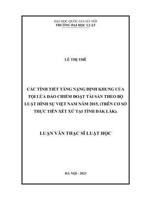 Luận văn thạc sĩ luật học các tình tiết tăng nặng định khung của tội lừa đảo chiếm đoạt tài sản theo bộ luật hình sự việt nam năm 2015 trên cơ sở thực tiễn xét xử tại tỉnh đắk lắk