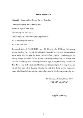 Luận văn thạc sĩ chuyên ngành kỹ thuật xây dựng công trình thủy nghiên cứu sử dụng phụ gia khoáng kết hợp với cốt sợi chế tạo bê tông chất lượng cao ứng dụng cho đê biển nam đình vũ hải phòng