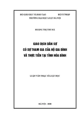 Luận văn thạc sĩ luật học giao dịch dân sự có sự tham gia của hộ gia đình và thực tiễn tại tỉnh hoà bình