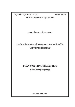 Luận văn thạc sĩ luật học chức năng bảo vệ tổ quốc của nhà nước việt nam hiện nay