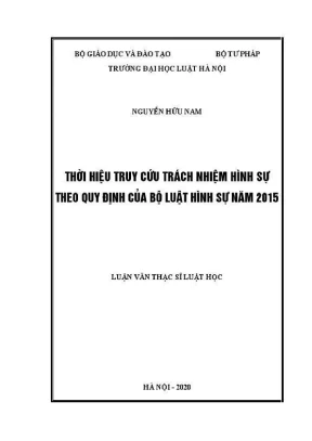 Luận văn thạc sĩ luật học thời hiệu truy cứu trách nhiệm hình sự theo quy định của bộ luật hình sự năm 2015
