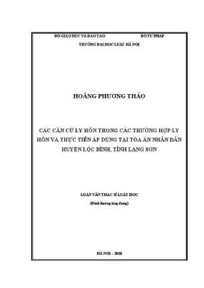 Luận văn thạc sĩ luật học các căn cứ ly hôn trong các trường hợp ly hôn và thực tiễn áp dụng tại toà án nhân dân huyện lộc bình tỉnh lạng sơn