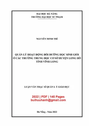 Luận văn thạc sĩ quản lý giáo dục quản lý hoạt động bồi dưỡng học sinh giỏi ở các trường trung học cơ sở huyện long hồ tỉnh vĩnh long