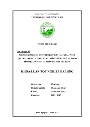 Luận văn một số bệnh sinh sản trên đàn lợn nái ngoại tại trại công ty tnhh minh châu thành phố hạ long tỉnh quảng ninh và phác đồ điều trị bệnh