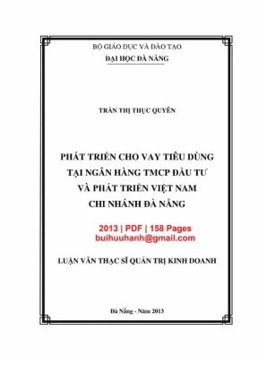 Luận văn thạc sĩ quản trị kinh doanh phát triển cho vay tiêu dùng tại ngân hàng tmcp đầu tư và phát triển việt nam chi nhánh đà nẵng