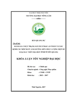 Luận văn đánh giá thực trạng sản xuất rau an toàn và xác định các mối nguy ảnh hưởng đến chất lượng một số loại rau trên địa bàn tỉnh tuyên quang