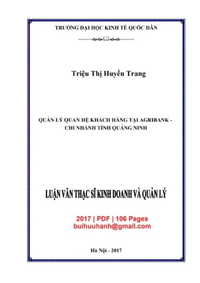 Luận văn thạc sĩ quan ly quan he khach hang tai agribank chi nhanh tinh quang ninh