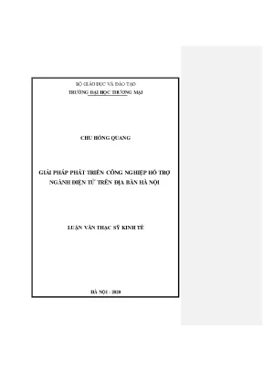 Luận văn thạc sĩ giải pháp phát triển công nghiệp hỗ trợ ngành điện tử trên địa bàn hà nội