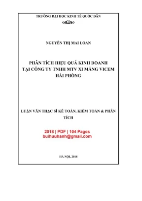 Luận văn thạc sĩ kế toán phân tích hiệu quả kinh doanh tại công ty tnhh mtv xi măng vicem hải phòng