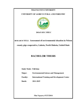 Luận văn assessment of environmental situation in nelson county pigs cooperative lakota north dakota united state