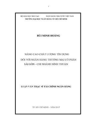Luận văn nâng cao chất lượng tín dụng đối với ngân hàng