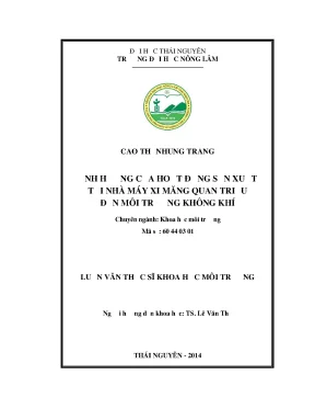 Luận văn ảnh hưởng của hoạt động sản xuất tại nhà máy xi măng quan triều đến môi trường không khí