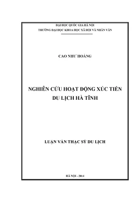 Luận văn nghiên cứu hoạt động xúc tiến du lịch