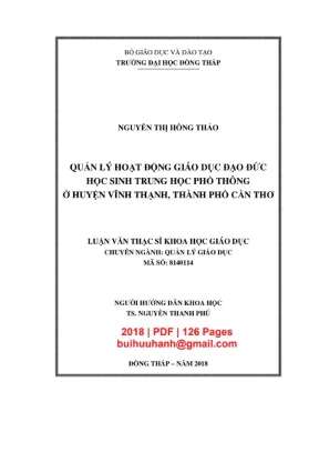 Luận văn thạc sĩ quan ly hoat dong giao duc dao duc hqc sinh trung hqc pho thong ở huyện vĩnh thạnh thành phó càn thơ