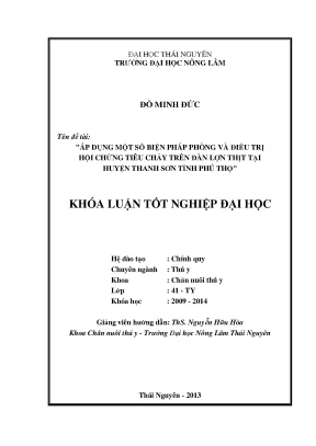 Luận văn áp dụng một số biện pháp phòng và điều trị hội chứng tiêu chảy trên đàn lợn thịt tại huyện thanh sơn tỉnh phú thọ