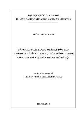 Luận văn khoa học quản lý quản lý đào tạo học chế tín chỉ trường đại học công lập