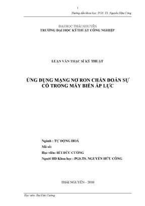 Luận văn thạc sỹ ứng dụng mạng nơ ron chẩn đoán sự cố trong máy biến áp lực
