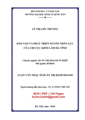 Luận văn thạc sĩ quản trị kinh doanh đào tạo và phát triển nguồn nhân thực của chi cục kiểm lâm hà tĩnh