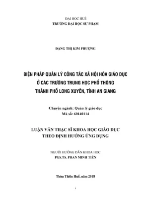 Luận văn thạc sĩ khoa học giáo dục biện pháp quản lý công tác xã hội hóa giáo dục ở các trường trung học phổ thông thành phố long xuyên tỉnh an giang