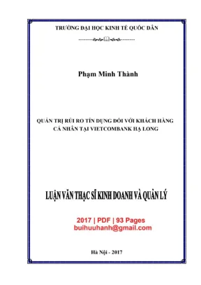 Luận văn thạc sĩ quan tri rui ro tin dung doi voi khach hang cá nhân tại vietcombank hạ long