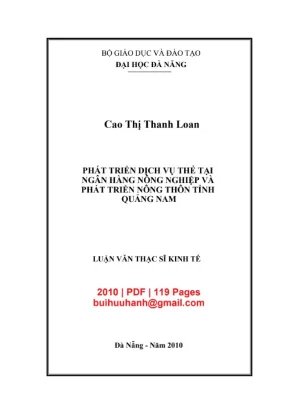 Luận văn thạc sĩ kinh tế phát triển dịch vụ thẻ tại ngân hàng nông nghiệp và phát triển nông thôn tỉnh quảng nam