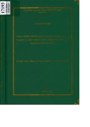 Luận văn thạc sĩ tài chính ngân hàng tăng cường xử lý nợ xấu tại ngân hàng nông nghiệp và phát triển nông thôn việt nam chi nhánh huyện ứng hòa