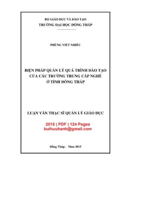 Luận văn thạc sĩ quản lý giáo dục biện pháp quản lý quá trình đào tạo nghề của các trường trung cấp nghề ở tỉnh đồng tháp