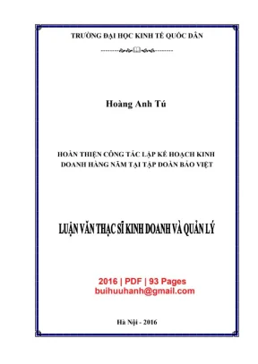 Luận văn thạc sĩ hoàn thiện công tác lap ke hoạch kinh doanh hàng năm tại tập đoàn bảo việt