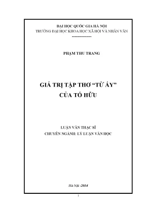 Luận văn giá trị tập thơ từ ấy của tố hữu