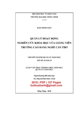 Luận văn thạc sĩ quản lý giáo dục quản lý hoạt động nghiên cứu khoa học của giảng viên trường cao đẳng nghề cần thơ