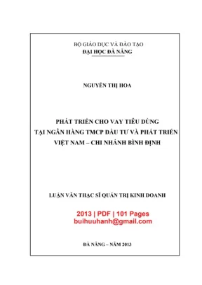 Luận văn thạc sĩ quản trị kinh doanh phát triển cho vay tiêu dùng tại ngân hàng tmcp đầu tư và phát triển việt nam chi nhánh bình định
