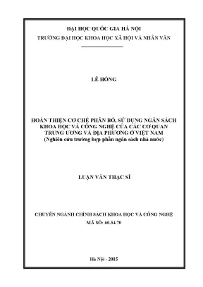 Luận văn khoa học công nghệ ngân sách phân bổ ngân sách sử dụng ngân sách