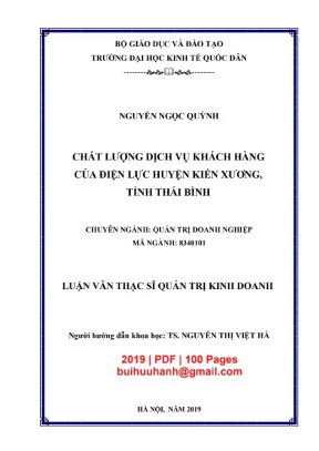 Luận văn thạc sĩ quản trị kinh doanh chất lượng dịch vụ khách hàng của điện lực kiến xương tỉnh thái bình
