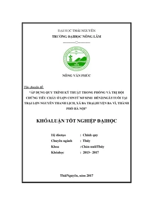 Luận văn áp dụng quy trình kỹ thuật trong phòng và trị hội chứng tiêu chảy ở lợn con từ sơ sinh đến 21 ngày tuổi tại trại lợn nguyễn thanh lịch xã ba trại