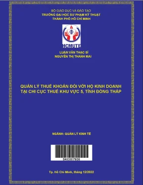 Luận văn thạc sĩ quản lý thuế khoán đối với hộ kinh doanh tại chi cục thuế khu vực 5 tỉnh đồng tháp