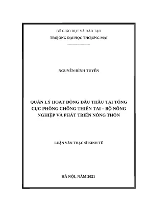 Luận văn thạc sĩ quản lý hoạt động đấu thầu tại tổng cục phòng chống thiên tai bộ nông nghiệp và phát triển nông thôn