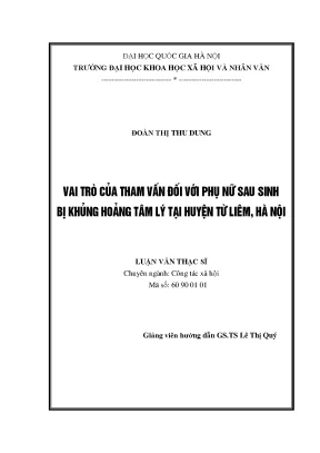 Luận văn công tác xã hội phụ nữ sau sinh khủng hoảng tâm lý