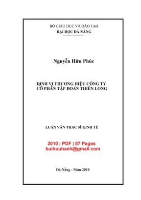 Luận văn thạc sĩ kinh tế định vị thương hiệu công ty cổ phần tập đoàn thiên long