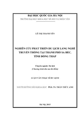 Luận văn du lịch phát triển du lịch làng nghề truyền thống đồng tháp