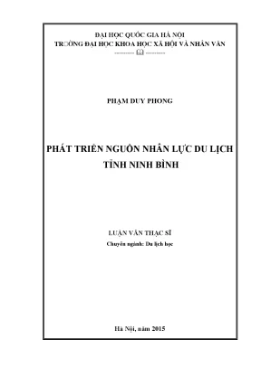 Luận văn hát triển nguồn nhân lực du lịch tỉnh ninh bình