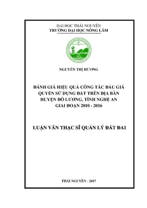 Luận văn đánh giá hiệu quả công tác đấu giá quyền sử dụng đất trên địa bàn huyện đô lương tỉnh nghệ an giai đoạn 2010 2016