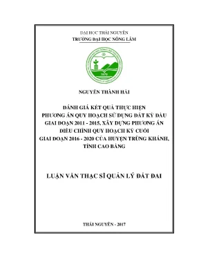 Luận văn đánh giá kết quả thực hiện phương án quy hoạch sử dụng đất kỳ đầu giai đoạn 2011 2015 xây dựng phương án điều chỉnh quy hoạch sử dụng đất
