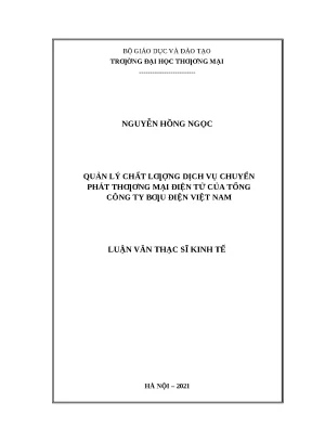 Luận văn thạc sĩ quản lý chất lượng dịch vụ chuyển phát thương mại điện tử của tổng công ty bưu điện việt nam
