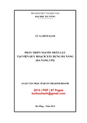 Luận văn thạc sĩ quản trị kinh doanh phát triển nguồn nhân lực tại viện quy hoạch xây dựng đà nẵng da nang upi