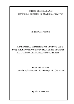 Luận văn quản lý khoa học công nghệ trạm ép rác kín chính sách tài chính xử lý rác thải