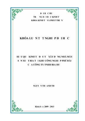 Luận văn hiệu quả kinh tế đầu tư xây dựng nhà máy sản xuất bia tại khu công nghiệp phú bài của công ty tnhh bia huế