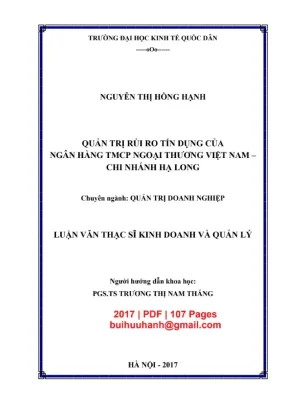 Luận văn thạc sĩ quan tri rui ro tin dung cua ngan hang tmcp ngoai thuong viet nam — chi nhanh ha lon