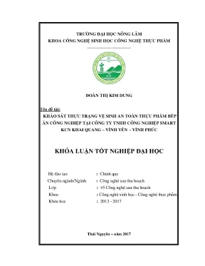Luận văn khảo sát thực trạng vệ sinh an toàn thực phẩm bếp ăn công nghiệp tại công ty tnhh công nghiệp smart khu công nghiệp khai quang vĩnh yên vĩnh phúc
