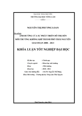 Luận văn ảnh hưởng của sự phát triển đô thị đến môi trường không khí thành phố thái nguyên giai đoạn 2008 2013
