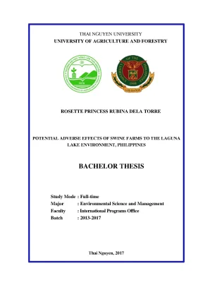 Luận văn potential adverse effects of swine farms to the laguna lake environment philippines
